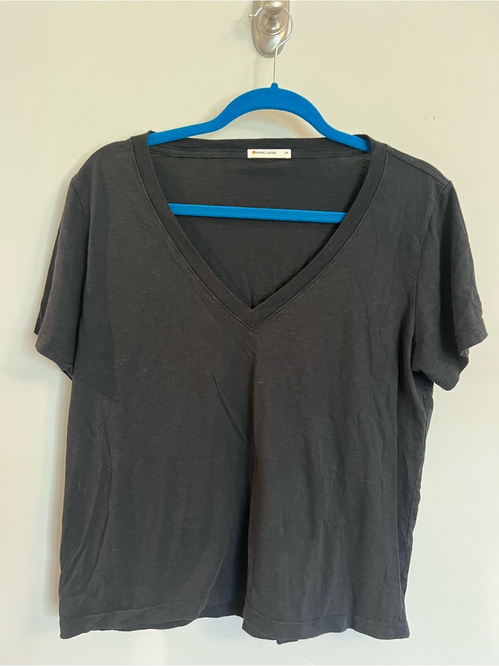 Marine Layer Black V-Neck Short Sleeve Tee
